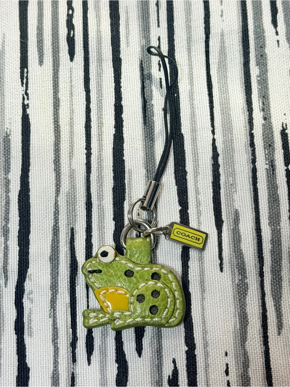 COACH Green and Yellow Frog Charm Strap